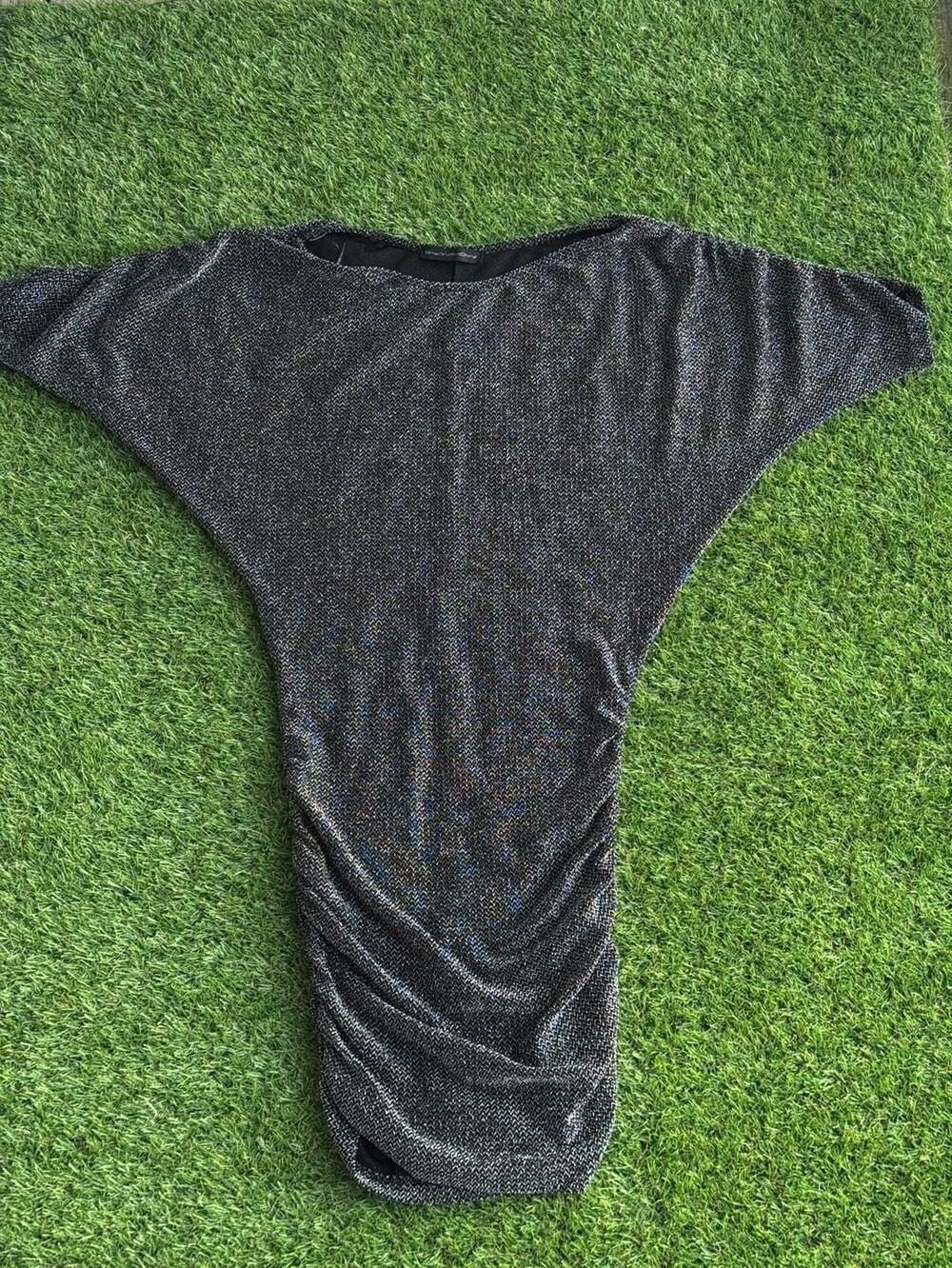 Symphony Black and Silver Glitter Ruched Women's Top